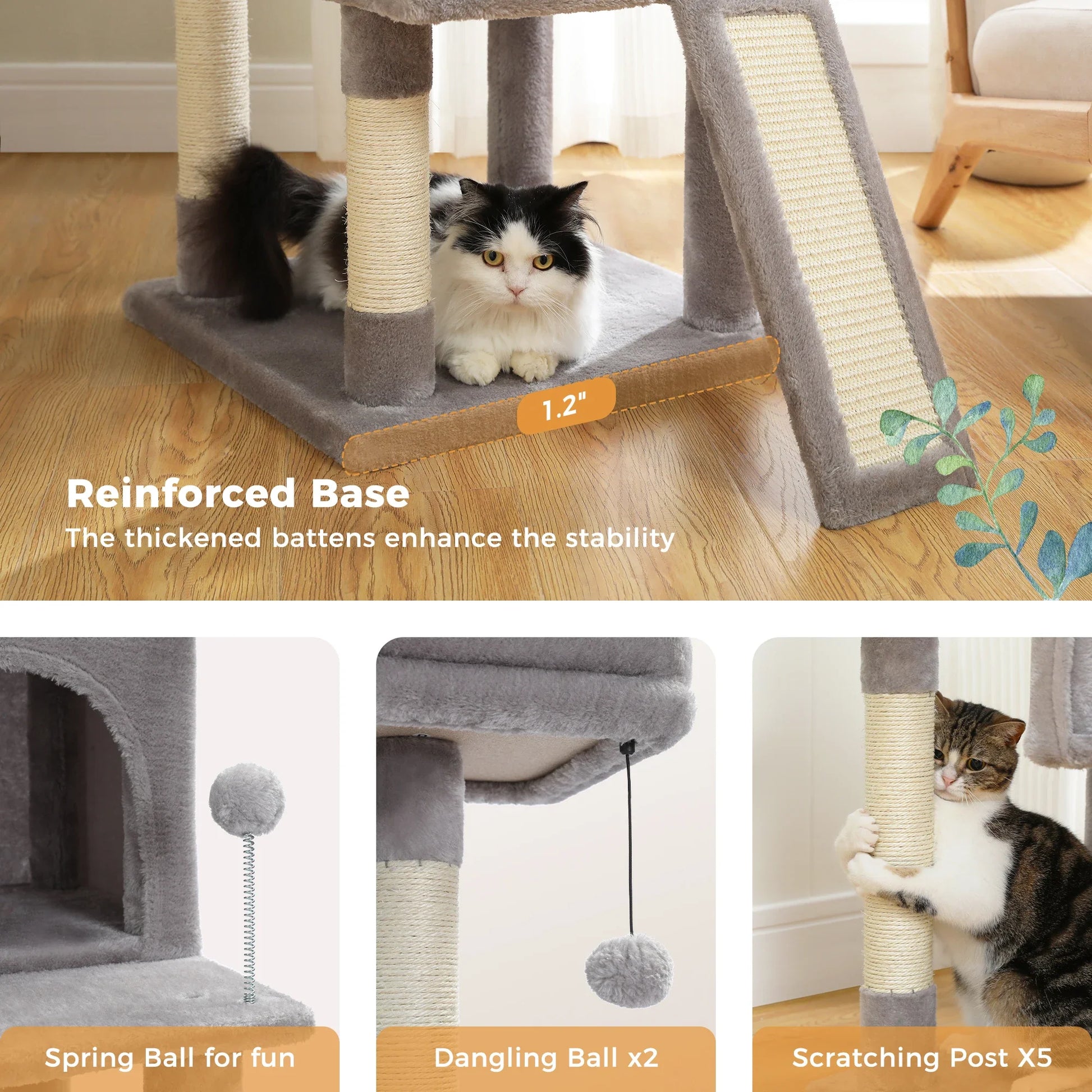 Multi-Level Cat Tree Tower with Scratching Post and Cozy Condo-My Little Pet