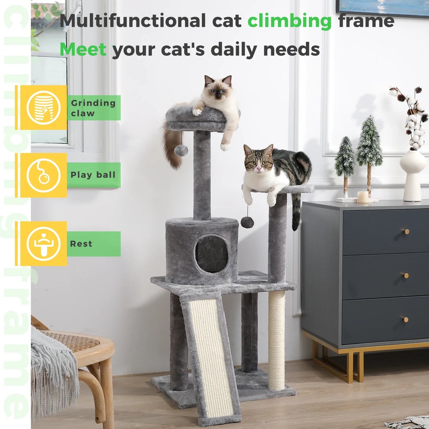 Multi-Level Cat Tree Tower with Scratching Post and Cozy Condo-My Little Pet