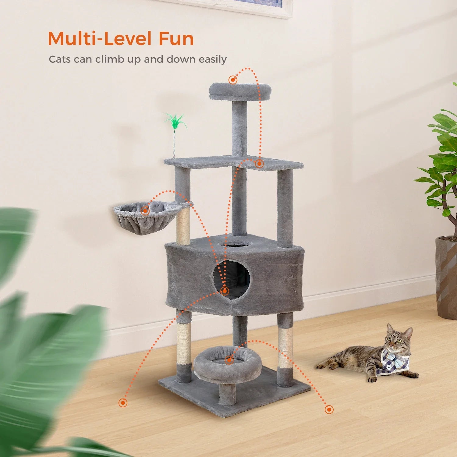 Multi-Level Cat Tree Tower with Scratching Post and Cozy Condo-My Little Pet