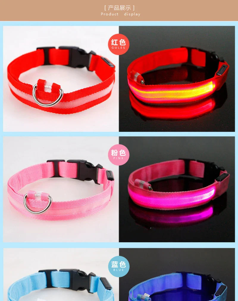 Leopard LED Adjustable Dog Collar - Night Safety Glowing Pet Collar-My Little Pet