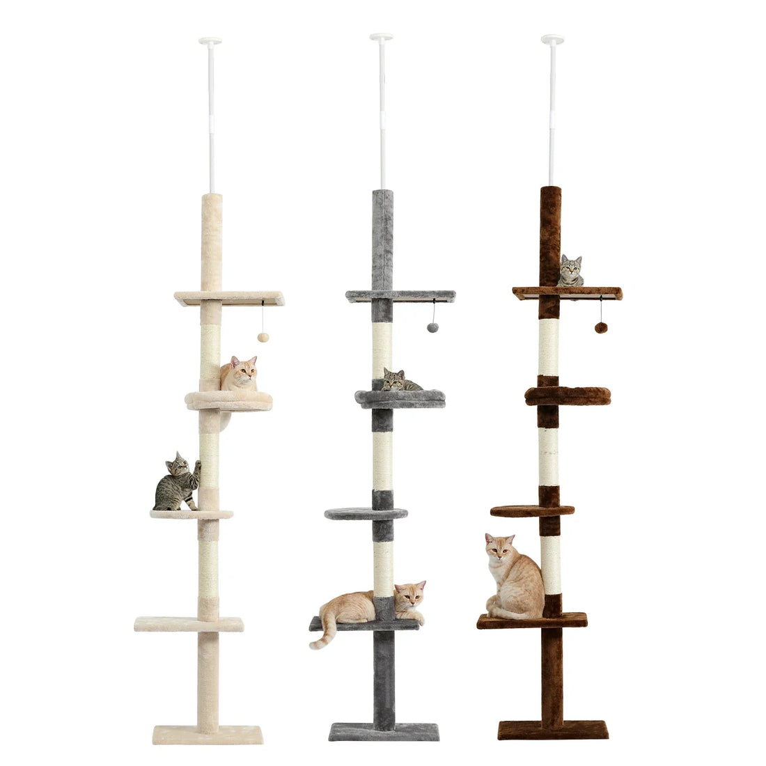 Floor-to-Ceiling Cat Tree - 228-274cm Tall Cat Climbing Tower-My Little Pet