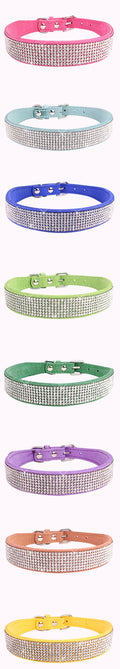 Elegant Suede Leather Dog Collar with Rhinestones-My Little Pet