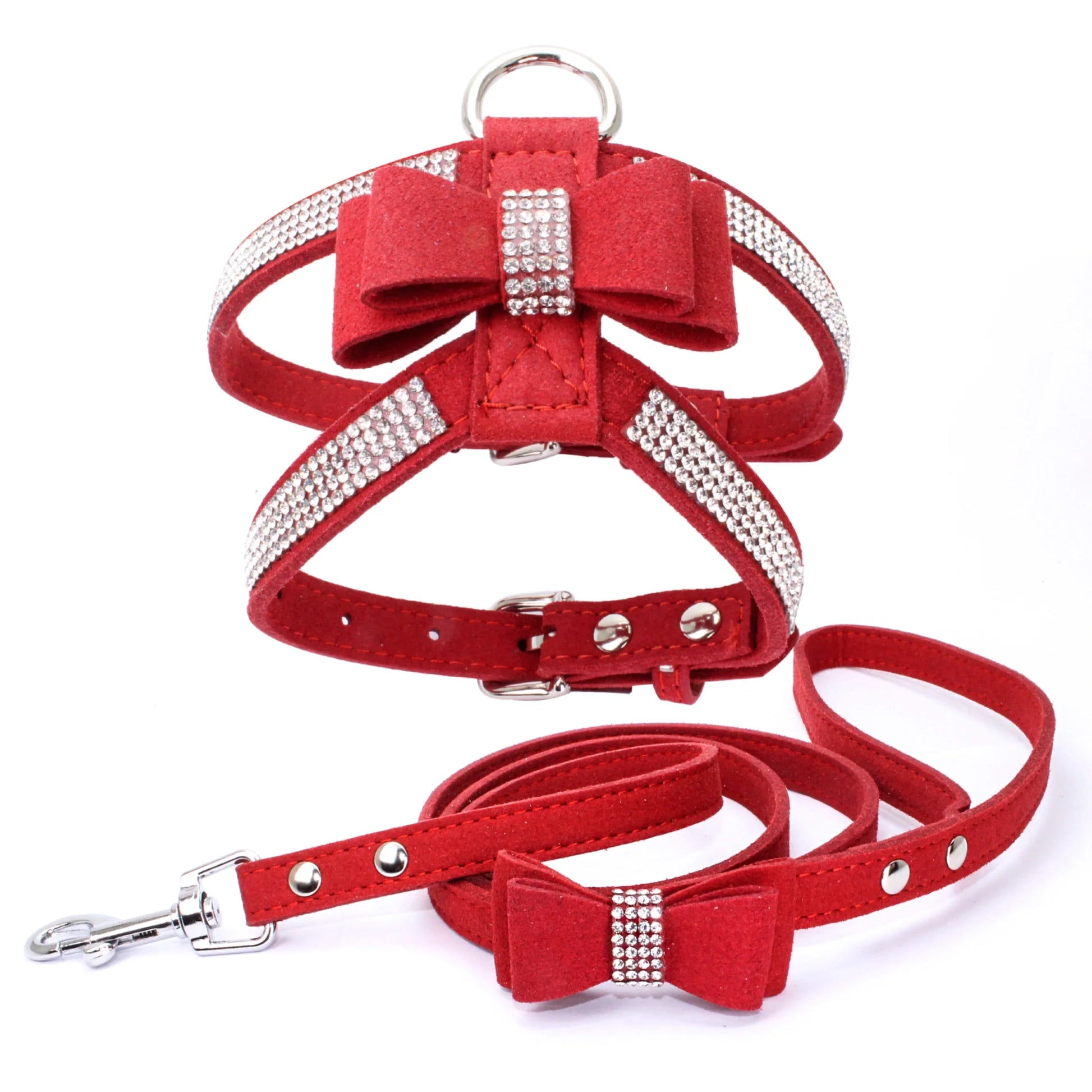 Luxurious Velvet Leather Pet Harness and Leash Set-My Little Pet