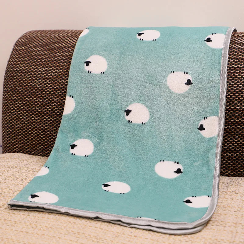 Cozy Flannel Pet Blanket for Dogs and Cats - Winter Warmth with Cartoon Designs-My Little Pet