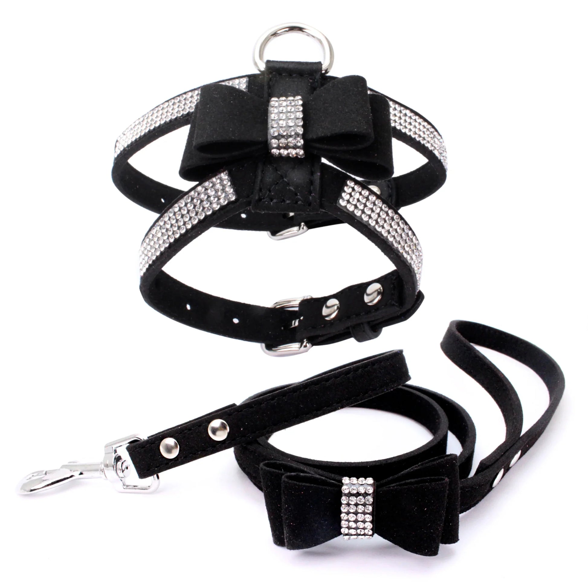 Luxurious Velvet Leather Pet Harness and Leash Set-My Little Pet