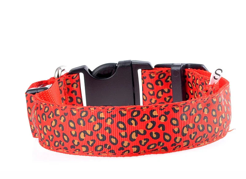 Leopard LED Adjustable Dog Collar - Night Safety Glowing Pet Collar-My Little Pet