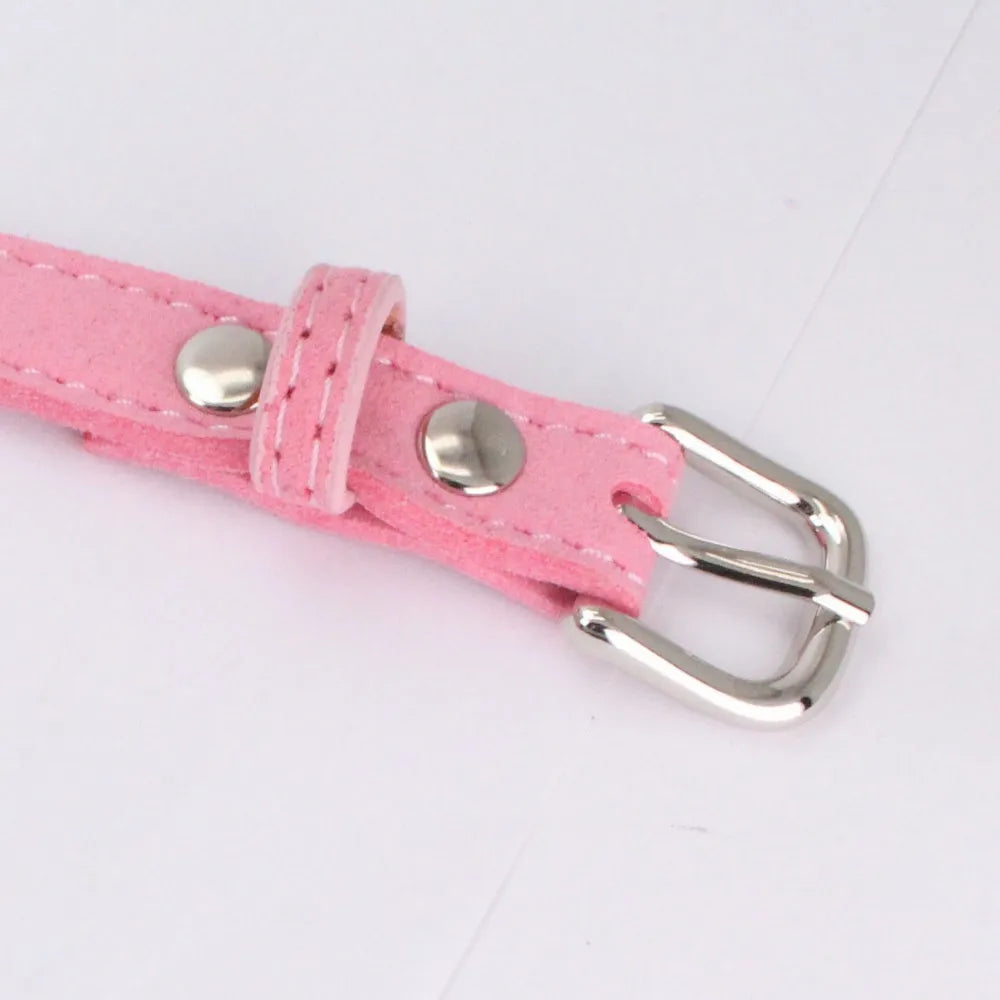 Elegant Velvet Leather Pet Harness with Rhinestone Bow-My Little Pet