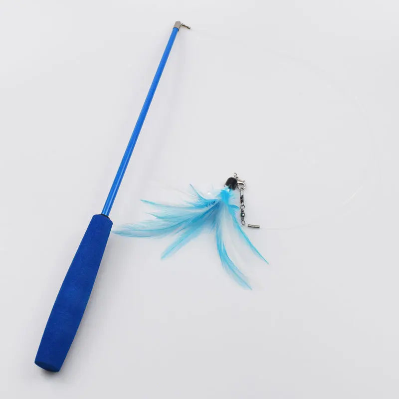 Retractable Cat Teaser Wand with Feather and Bell Attachments-My Little Pet