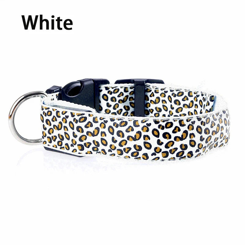 Leopard LED Adjustable Dog Collar - Night Safety Glowing Pet Collar-My Little Pet