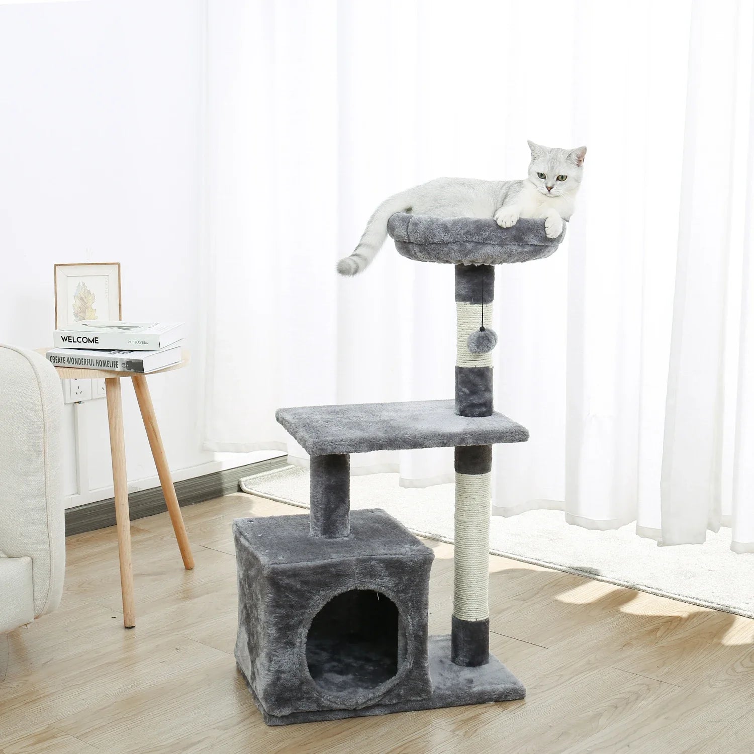 Multi-Level Cat Tree Tower with Scratching Post and Cozy Condo-My Little Pet