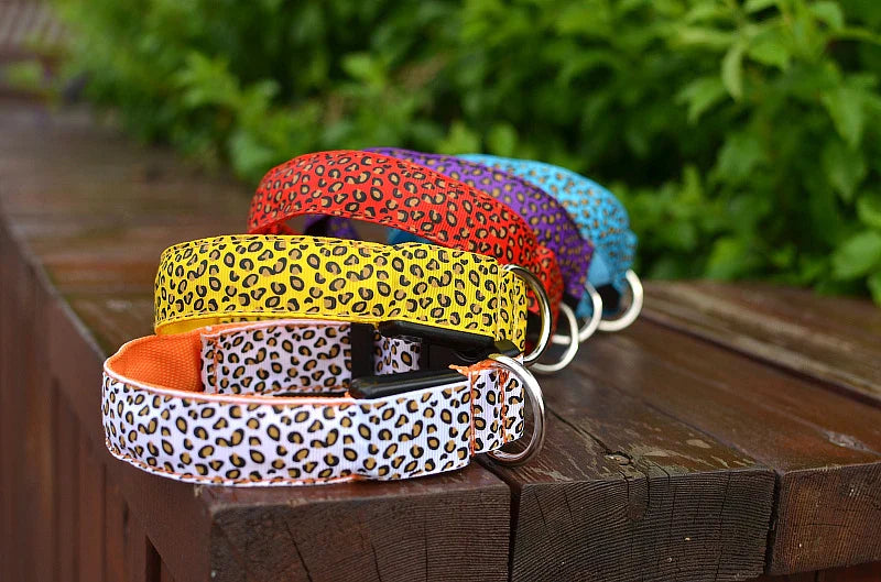 Leopard LED Adjustable Dog Collar - Night Safety Glowing Pet Collar-My Little Pet