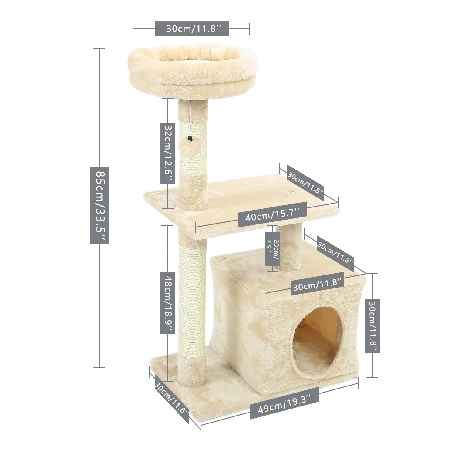 Multi-Level Cat Tree Tower with Scratching Post and Cozy Condo-My Little Pet