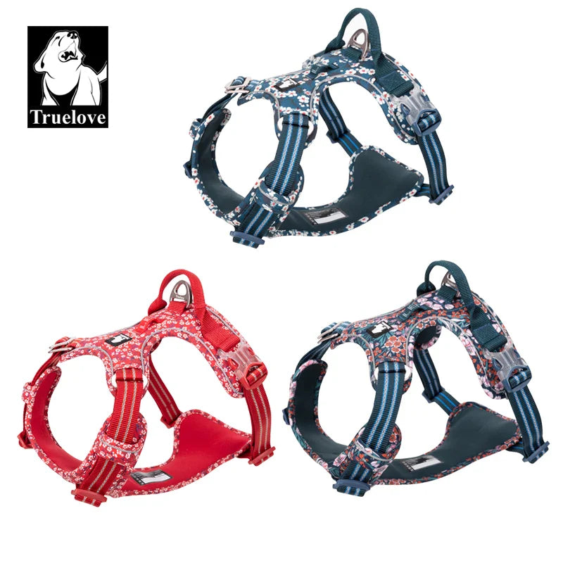 Truelove No-Pull Floral Pet Harness for Cats and Dogs - Breathable, Reflective, and Soft-My Little Pet