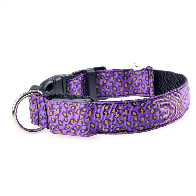 Leopard LED Adjustable Dog Collar - Night Safety Glowing Pet Collar-My Little Pet