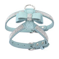 Elegant Velvet Leather Pet Harness with Rhinestone Bow-My Little Pet