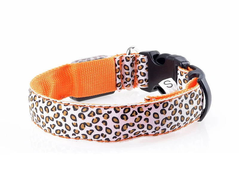 Leopard LED Adjustable Dog Collar - Night Safety Glowing Pet Collar-My Little Pet