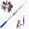 Retractable Cat Teaser Wand with Feather and Bell Attachments-My Little Pet