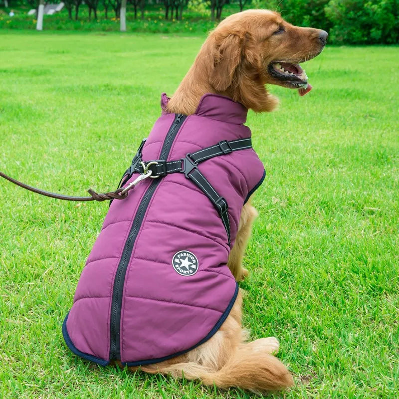 Winter Fleece Dog Jacket with Integrated Harness-My Little Pet