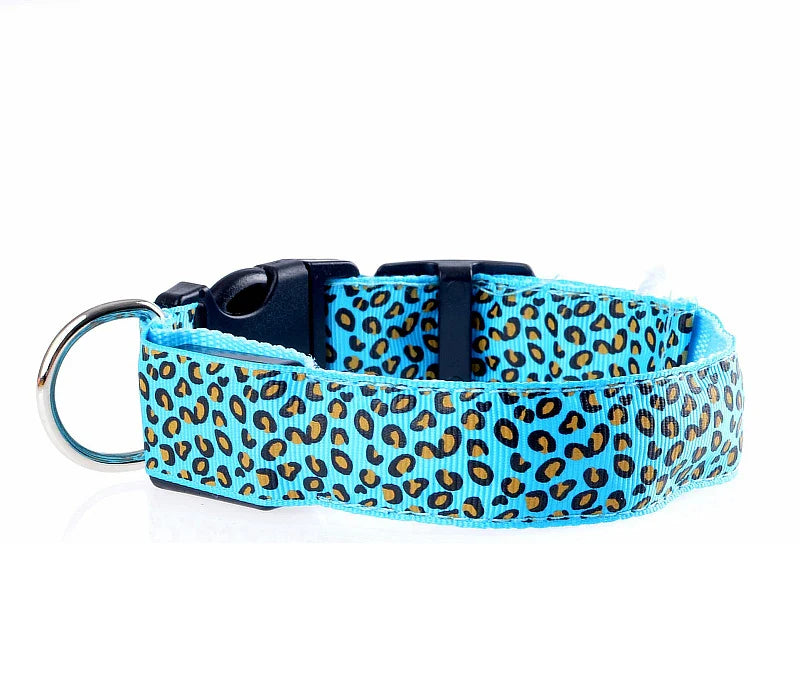 Leopard LED Adjustable Dog Collar - Night Safety Glowing Pet Collar-My Little Pet