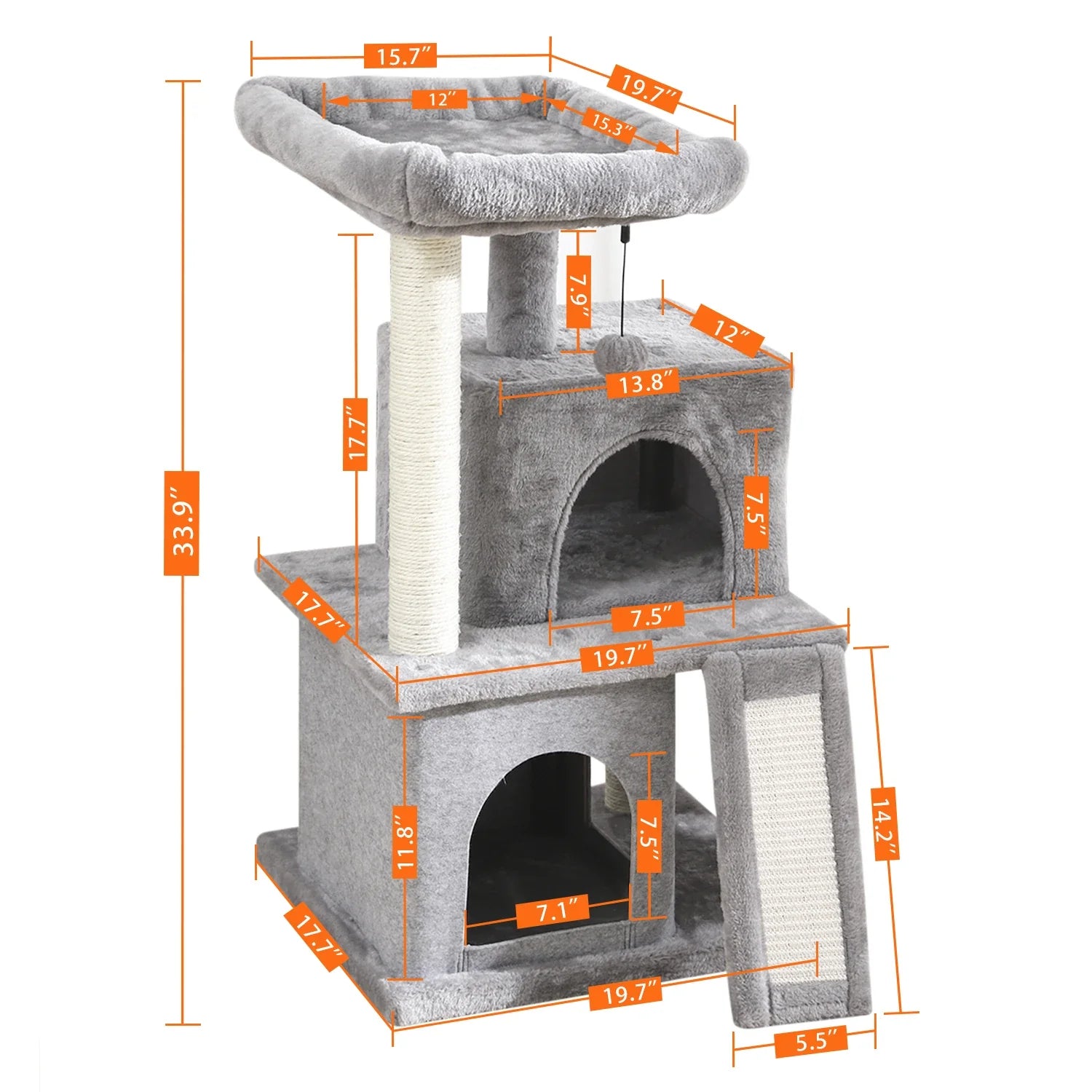 Multi-Level Cat Tree Tower with Scratching Post and Cozy Condo-My Little Pet