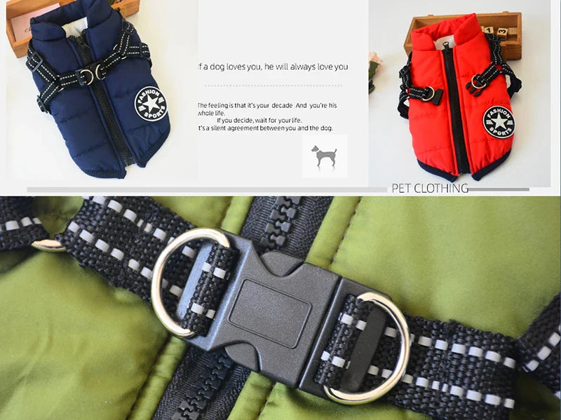 Winter Warm Waterproof Dog Jacket with Integrated Harness-My Little Pet