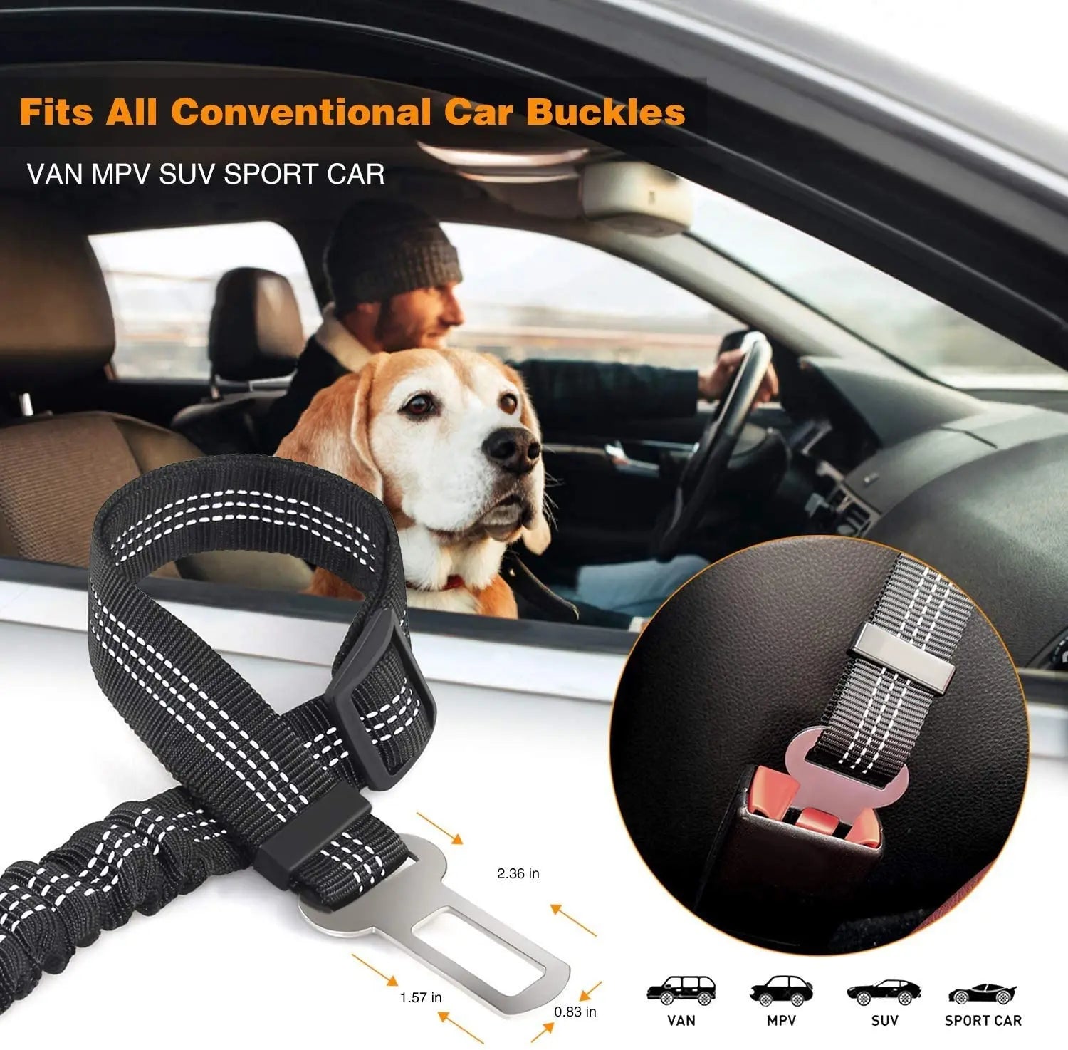 Adjustable Dog Seat Belt – Elastic Pet Car Leash Harness for Vehicle Safety-My Little Pet