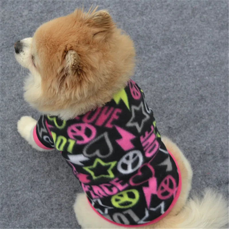 Warm Fleece Skull Print Dog Jacket - French Bulldog Pullover-My Little Pet