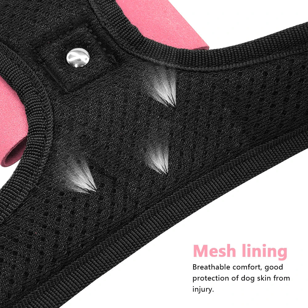 Reflective Rhinestone Dog Harness with Bowknot for Small to Medium Breeds-My Little Pet