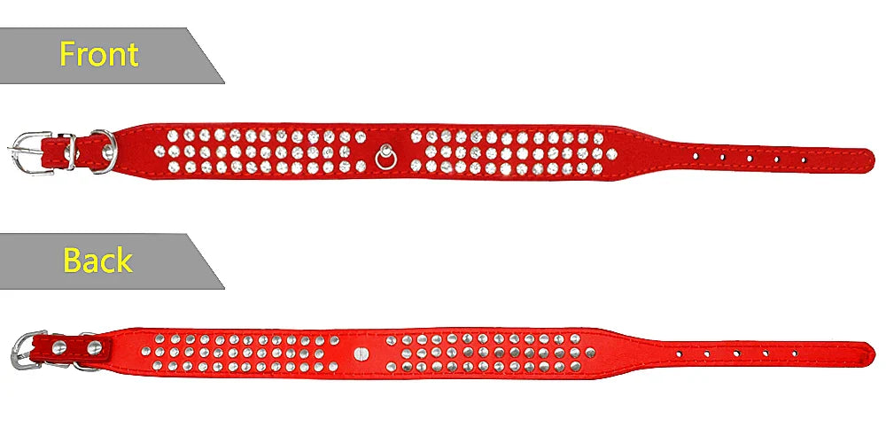 Elegant Rhinestone Suede Leather Dog Collar - Available in Multiple Colors-My Little Pet