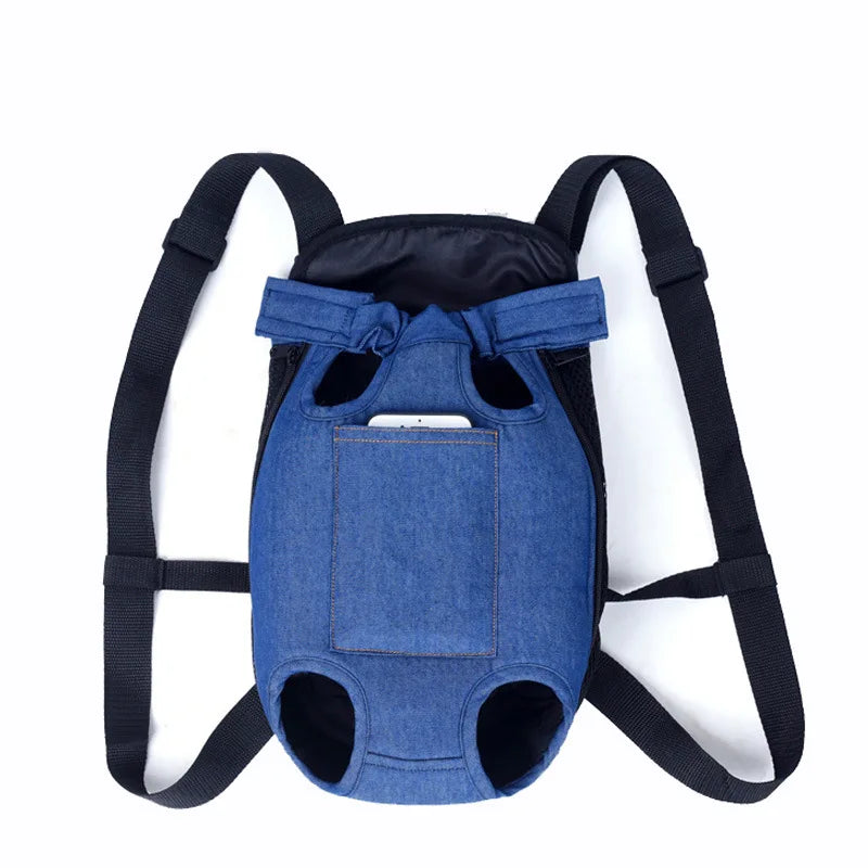 Denim Pet Backpack for Small Dogs and Cats - Breathable and Stylish Carrier-My Little Pet