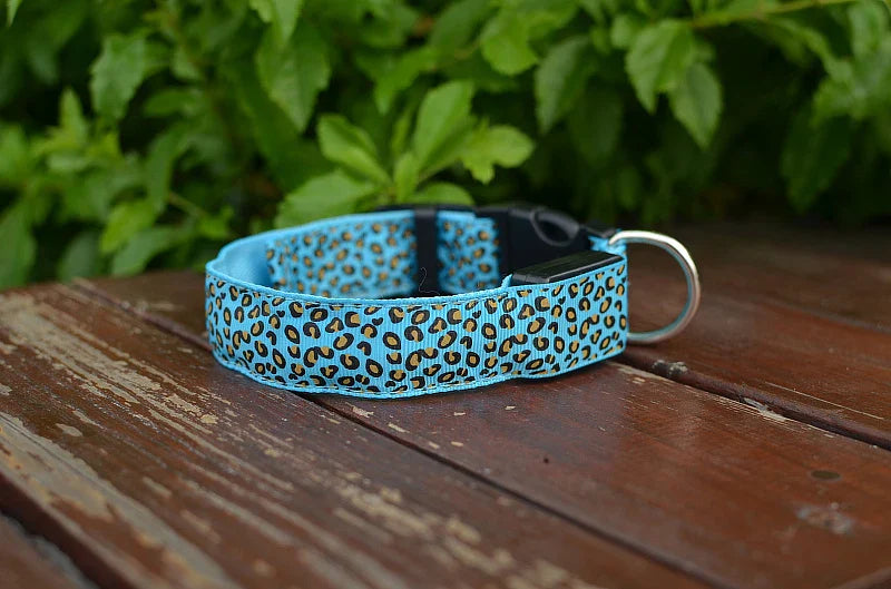 Leopard LED Adjustable Dog Collar - Night Safety Glowing Pet Collar-My Little Pet