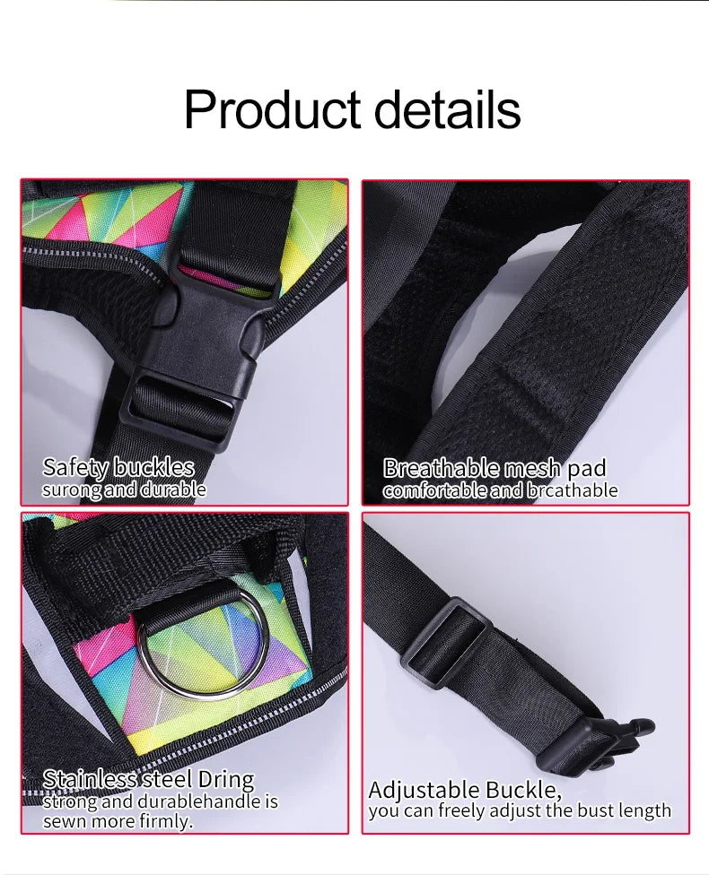 KOMMILIFE Adjustable Dog Harness with Reflective and Breathable Design-My Little Pet