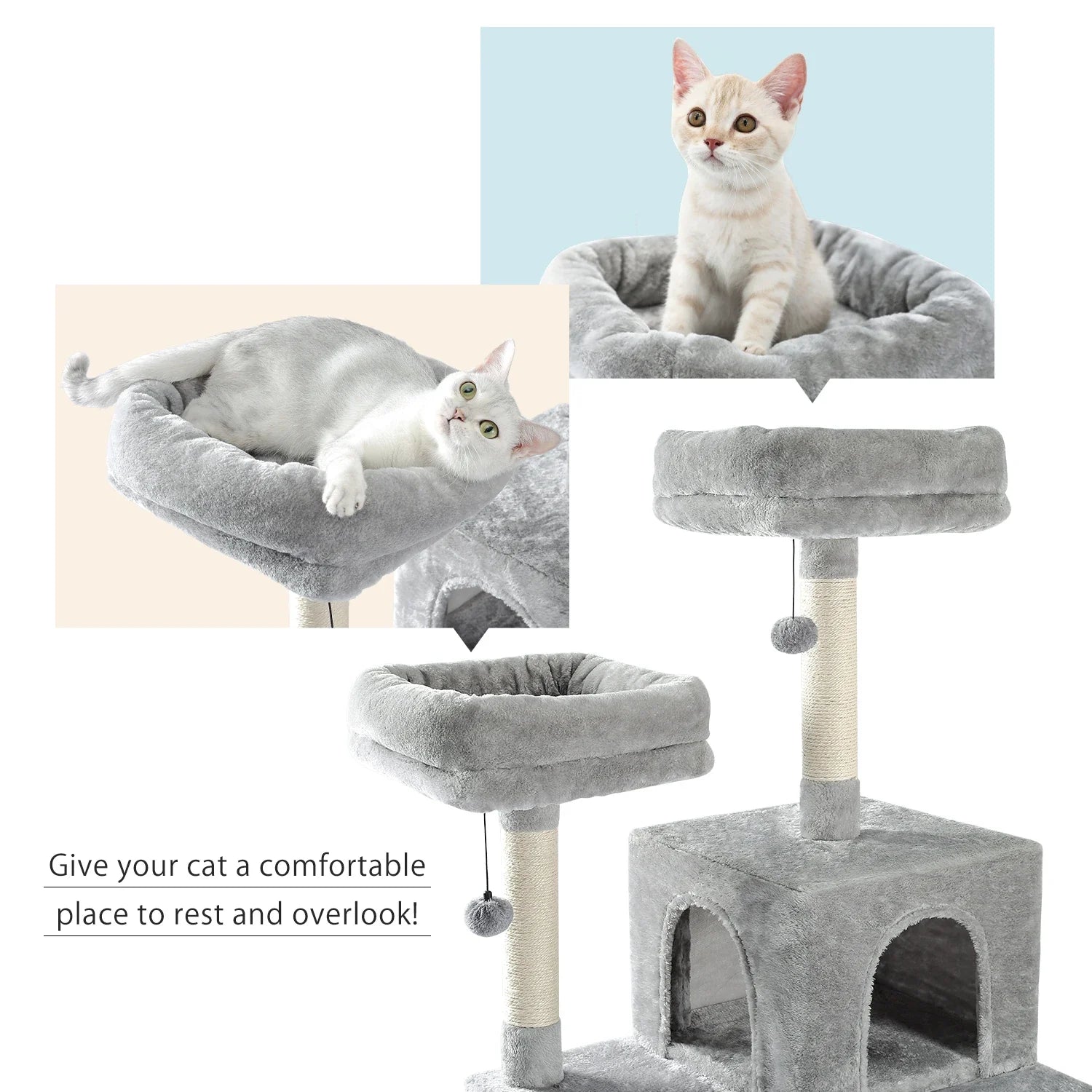 Multi-Level Cat Tree Tower with Scratching Post and Cozy Condo-My Little Pet