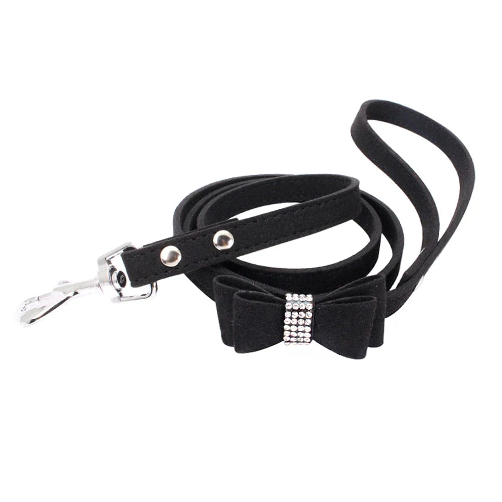 Luxurious Velvet Leather Pet Harness and Leash Set-My Little Pet