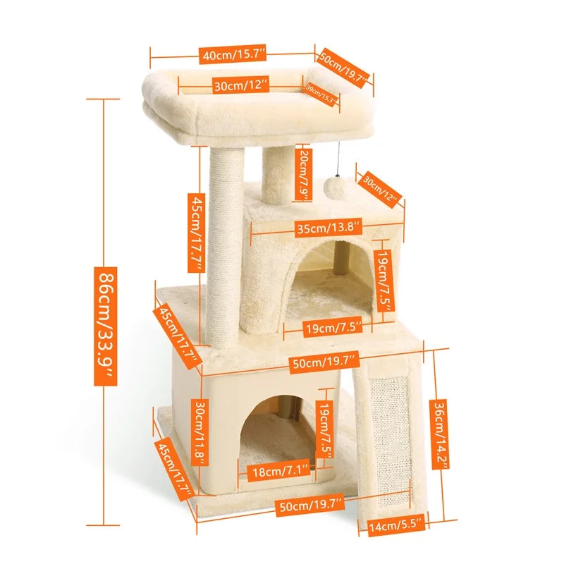 Multi-Level Cat Tree Tower with Scratching Post and Cozy Condo-My Little Pet