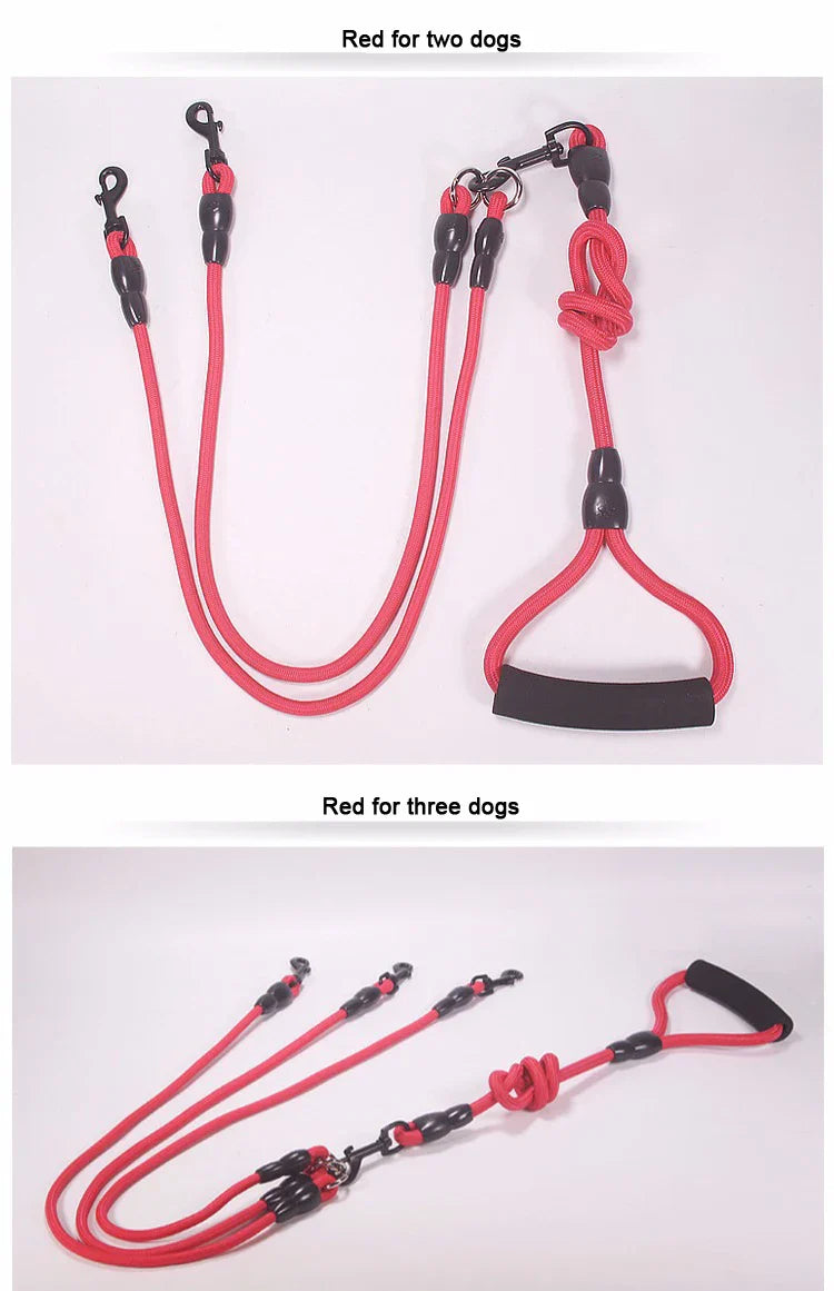 Dual-Head Nylon Dog Leash for Multiple Dogs-My Little Pet