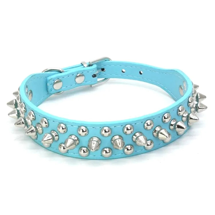 Stylish Leather Dog Collar with Punk Rivets-My Little Pet