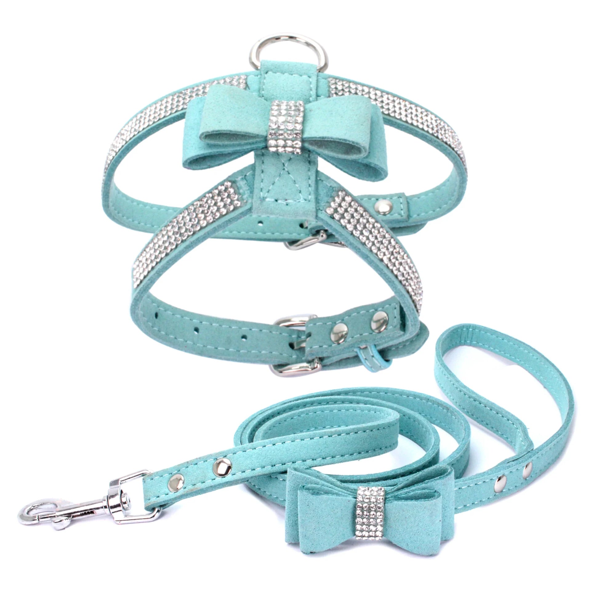 Luxurious Velvet Leather Pet Harness and Leash Set-My Little Pet