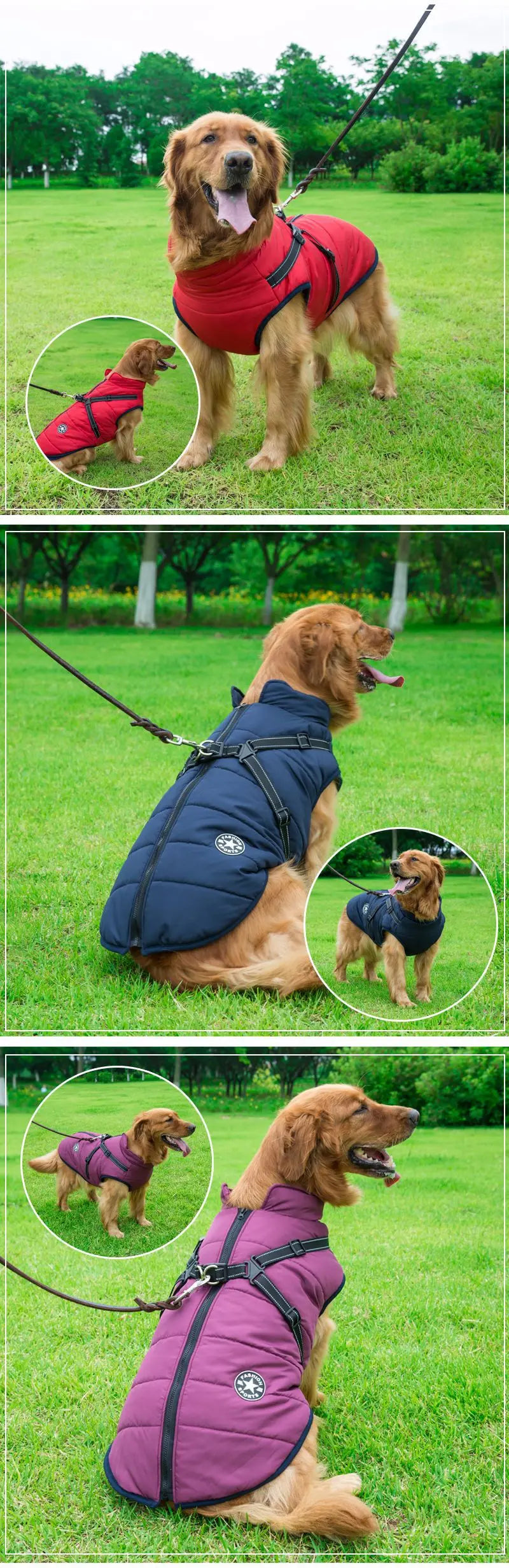 Winter Fleece Dog Jacket with Integrated Harness-My Little Pet