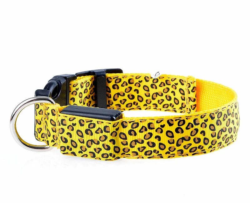 Leopard LED Adjustable Dog Collar - Night Safety Glowing Pet Collar-My Little Pet