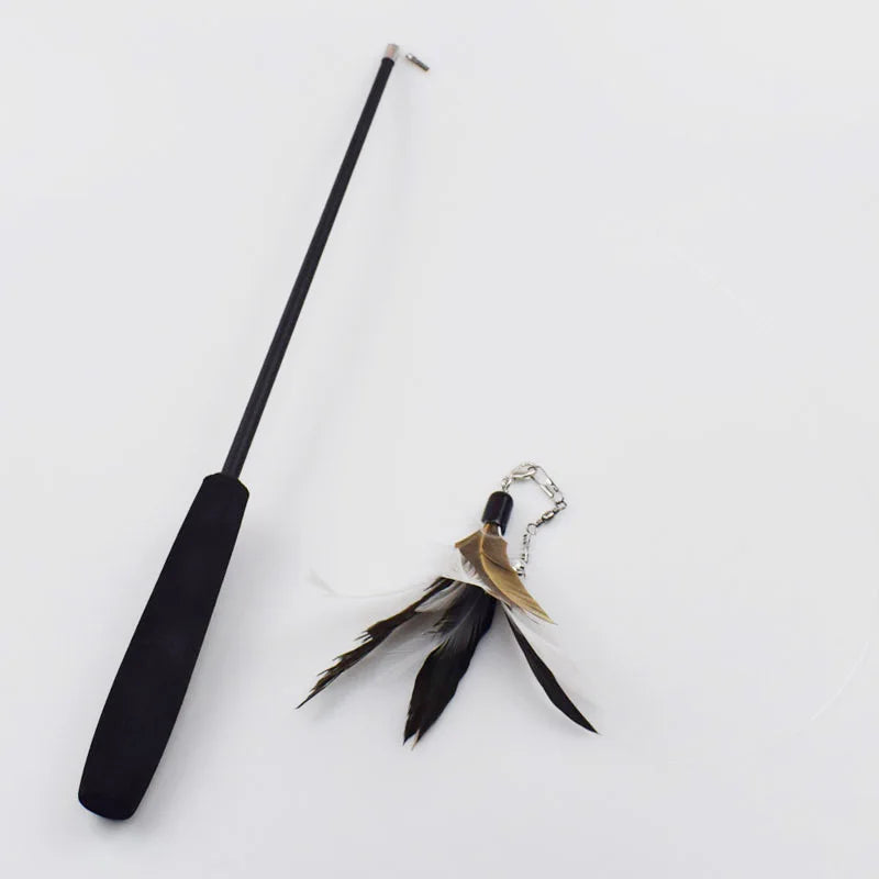 Retractable Cat Teaser Wand with Feather and Bell Attachments-My Little Pet