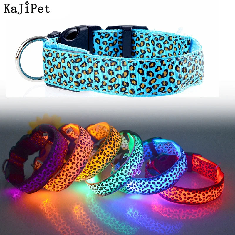 Leopard LED Adjustable Dog Collar - Night Safety Glowing Pet Collar-My Little Pet