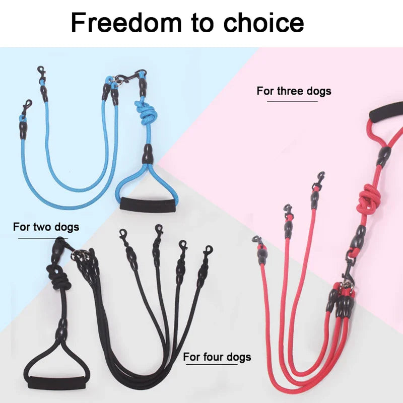 Dual-Head Nylon Dog Leash for Multiple Dogs-My Little Pet