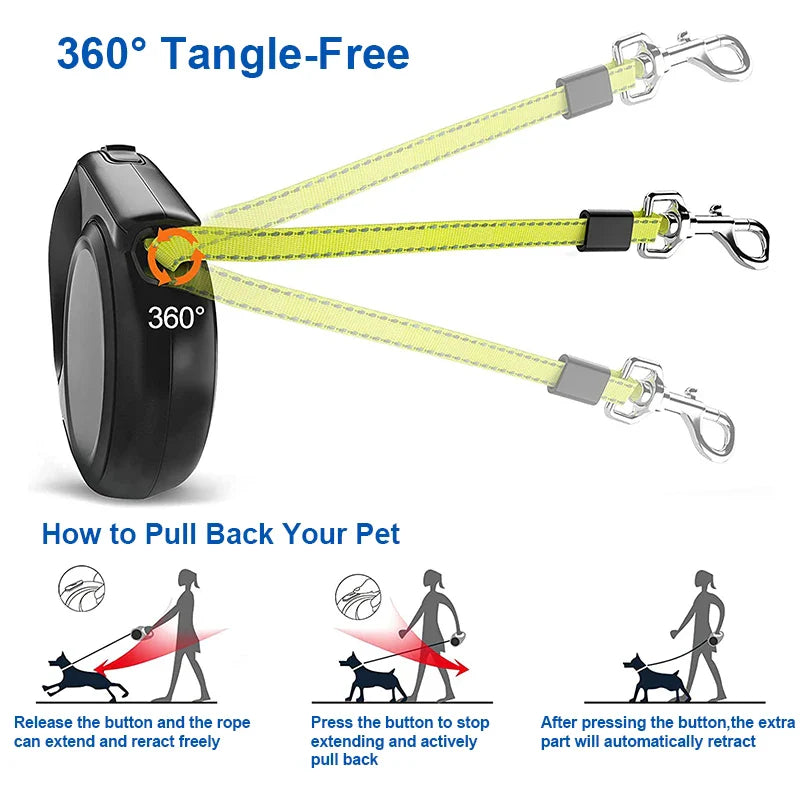 Retractable Dog Leash with Reflective Strip - 5m, for Dogs up to 20kg-My Little Pet