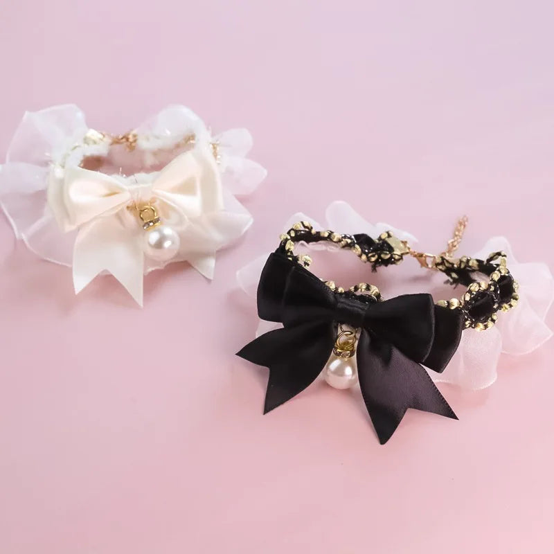 Elegant Lace Bow Collar for Dogs and Cats - Adjustable Necklace Accessory-My Little Pet