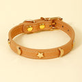 Stylish Soft Leather Cat Collar with Star and Moon Rivets-My Little Pet