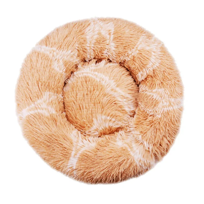 Round Plush Pet Bed – Cozy and Warm for Cats and Dogs-My Little Pet