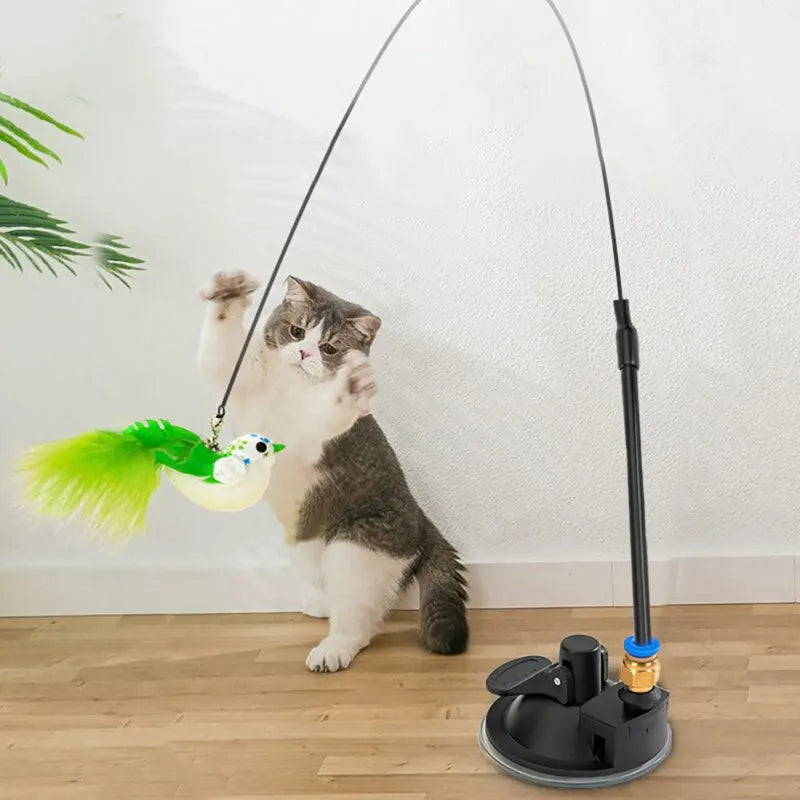 Interactive Cat Toy with Suction Cup, Feather, and Bell-My Little Pet