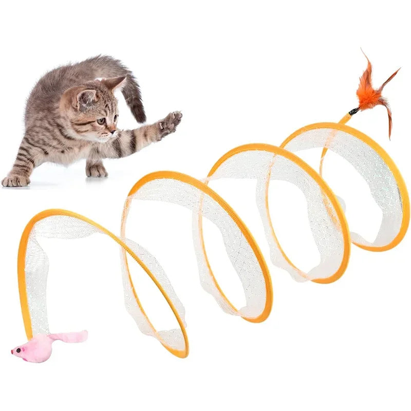 Interactive Cat Tunnel with Toys - Collapsible Play Tube for Kittens-My Little Pet