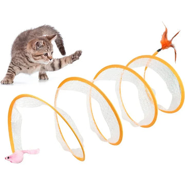 Interactive Cat Tunnel with Toys - Collapsible Play Tube for Kittens-My Little Pet